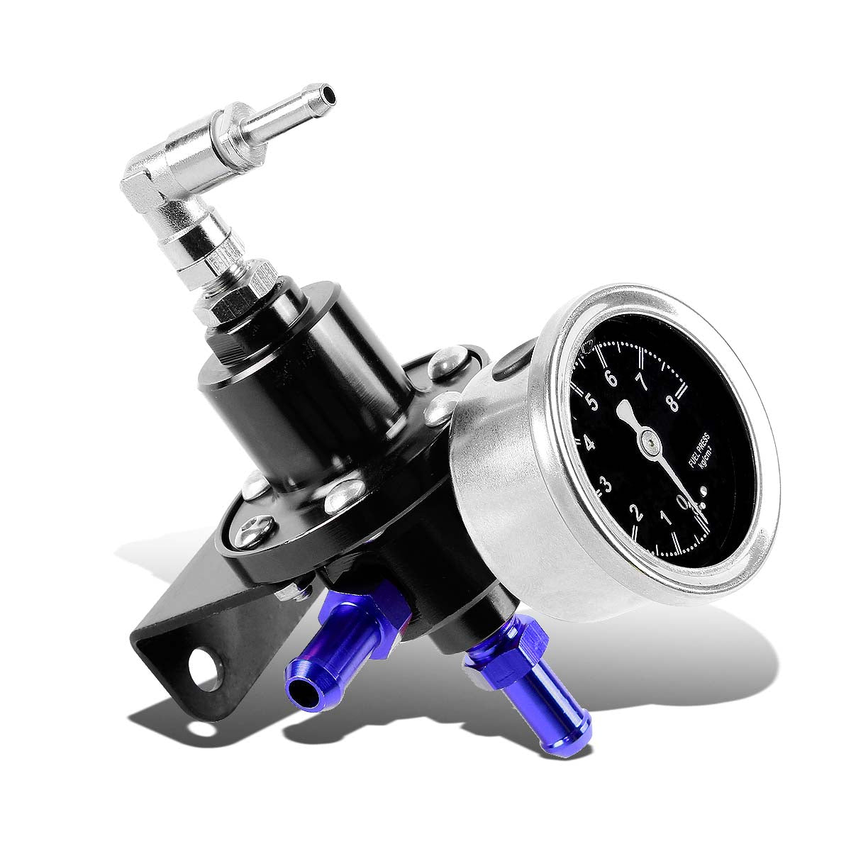 CAAP, 0 to 160 PSI Adjustable Aluminum Fuel Pressure Regulator + Liquid Filled Gauge