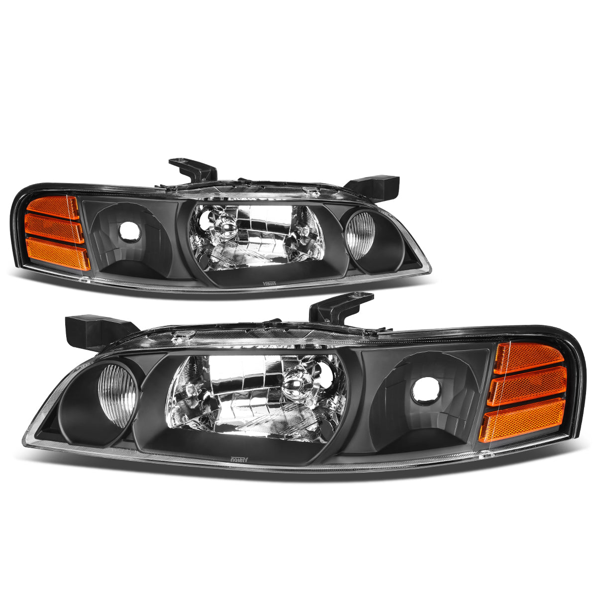 DNA Motoring, 00-01 Nissan Altima Headlights - Black Housing Amber Corner