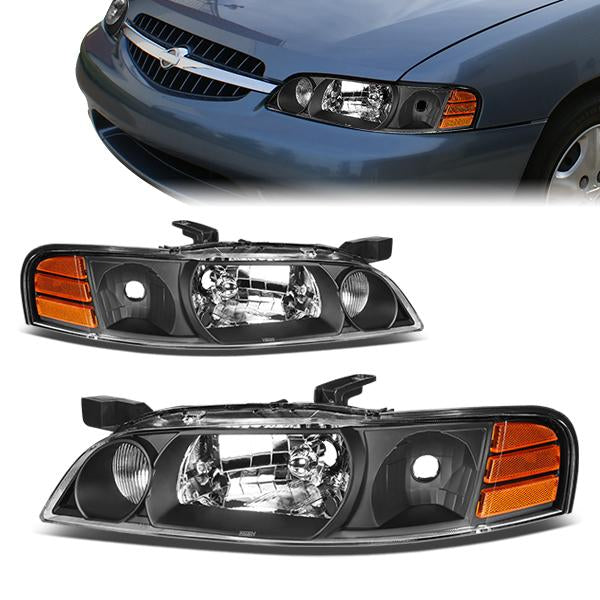 DNA Motoring, 00-01 Nissan Altima Headlights - Black Housing Amber Corner