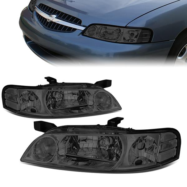 DNA Motoring, 00-01 Nissan Altima Headlights - Smoked Housing Clear Corner