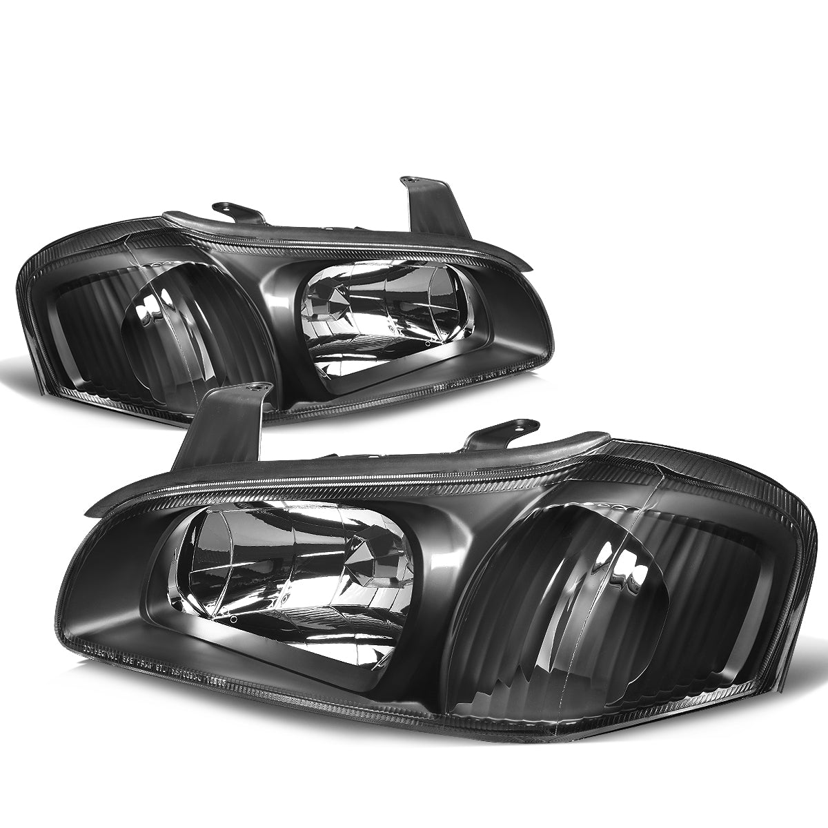 DNA Motoring, 00-01 Nissan Maxima Headlights - Black Housing Clear Corner