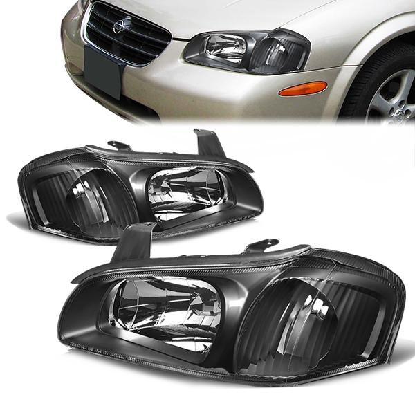 DNA Motoring, 00-01 Nissan Maxima Headlights - Black Housing Clear Corner