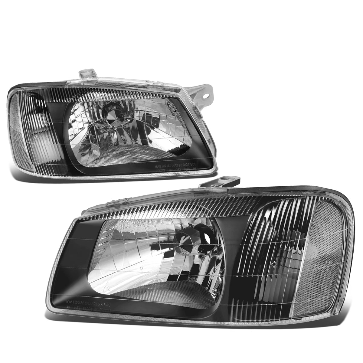 DNA Motoring, 00-02 Hyundai Accent Headlights - Black Housing Clear Corner