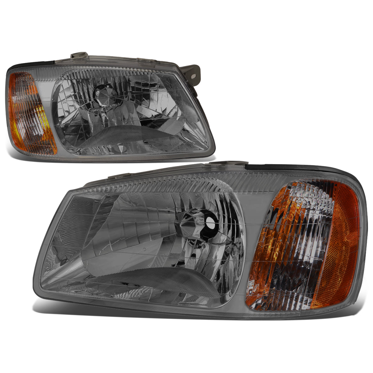 DNA Motoring, 00-02 Hyundai Accent Headlights - Smoked Housing Amber Corner