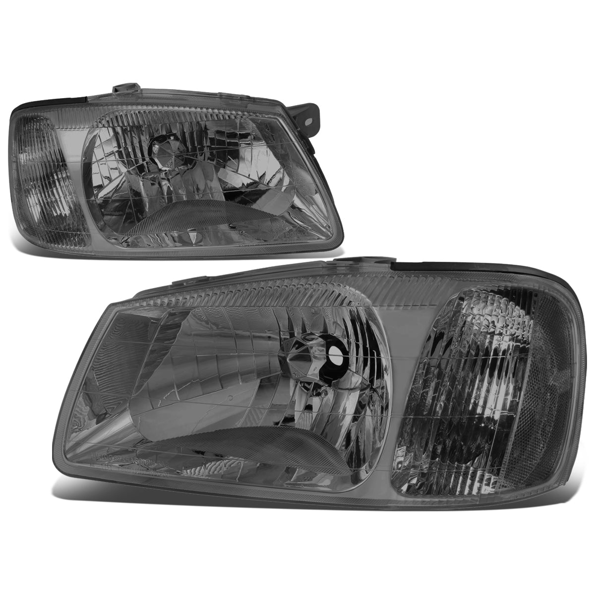 DNA Motoring, 00-02 Hyundai Accent Headlights - Smoked Housing Clear Corner