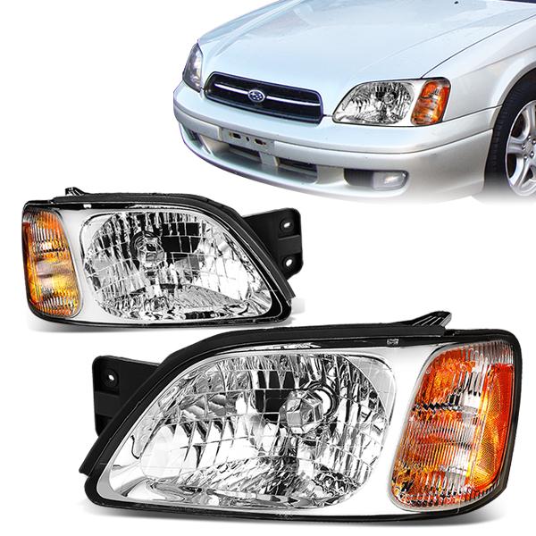 DNA Motoring, 00-04 Subaru Legacy L/Brighton 03-06 Baja Headlights - Chrome Housing Amber Corner