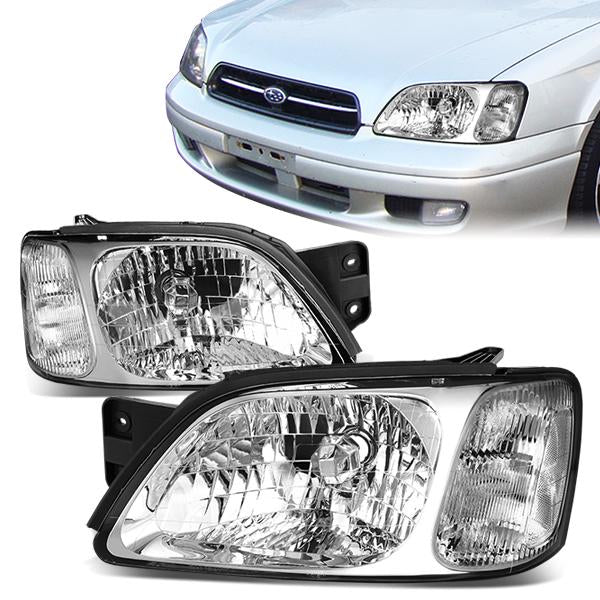 DNA Motoring, 00-04 Subaru Legacy L/Brighton 03-06 Baja Headlights - Chrome Housing Clear Corner