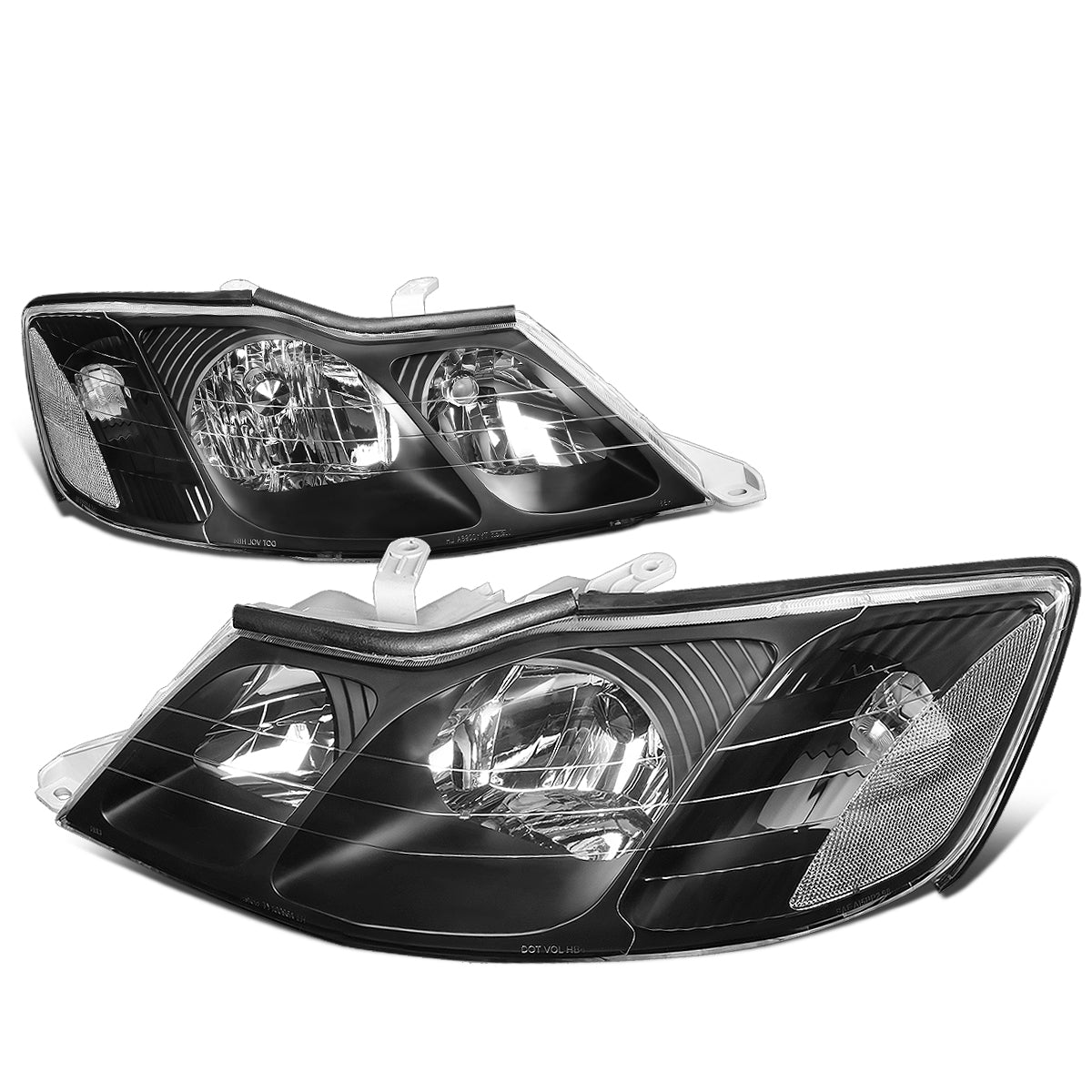 DNA Motoring, 00-04 Toyota Avalon Headlights - Black Housing Clear Corner