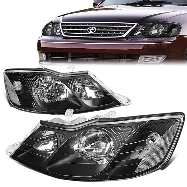 DNA Motoring, 00-04 Toyota Avalon Headlights - Black Housing Clear Corner