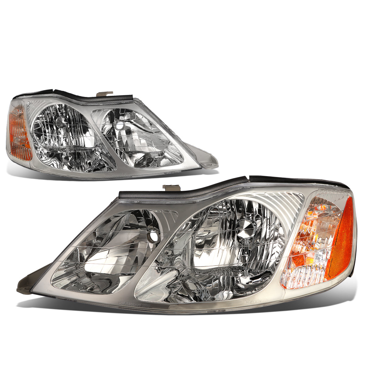 DNA Motoring, 00-04 Toyota Avalon Headlights - Chrome Housing Amber Corner