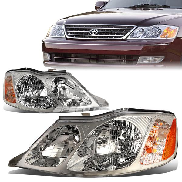 DNA Motoring, 00-04 Toyota Avalon Headlights - Chrome Housing Amber Corner