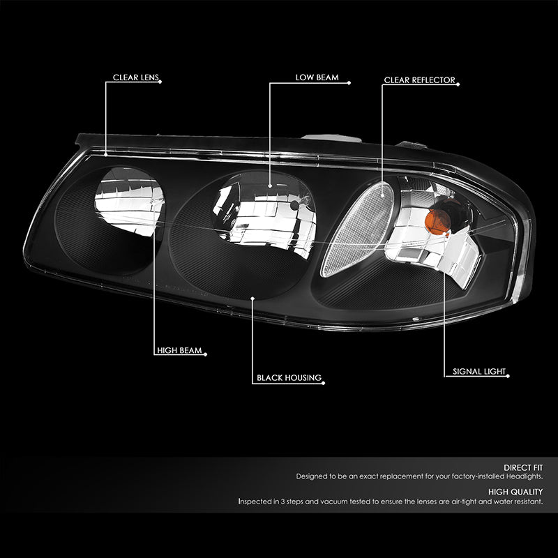 DNA Motoring, 00-05 Chevy Impala Headlights - Black Housing Clear Corner