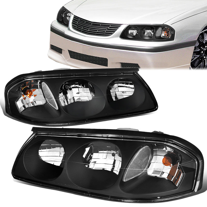 DNA Motoring, 00-05 Chevy Impala Headlights - Black Housing Clear Corner