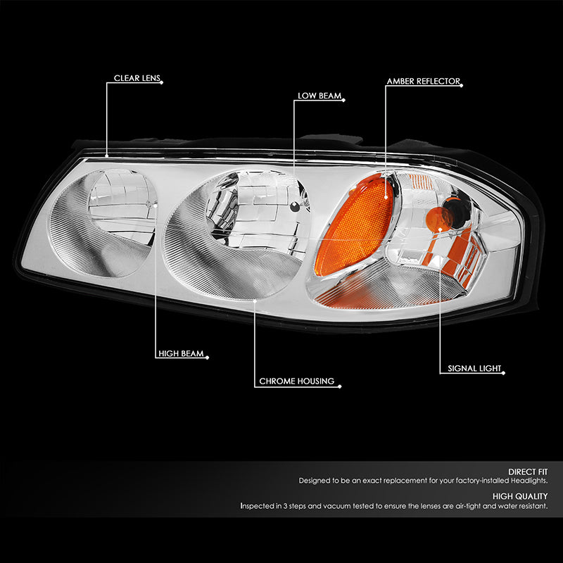 DNA Motoring, 00-05 Chevy Impala Headlights - Chrome Housing Amber Corner