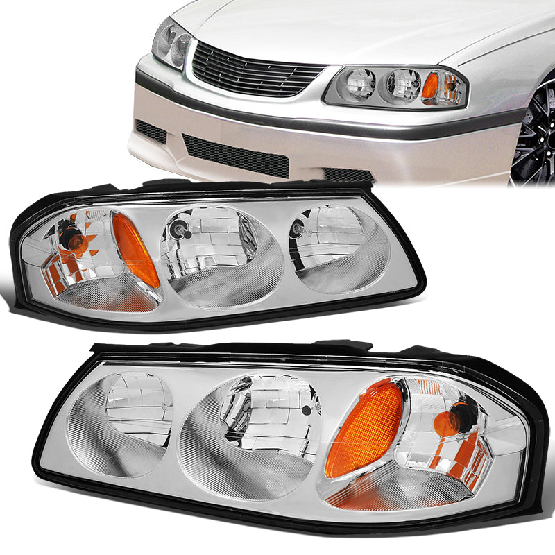 DNA Motoring, 00-05 Chevy Impala Headlights - Chrome Housing Amber Corner