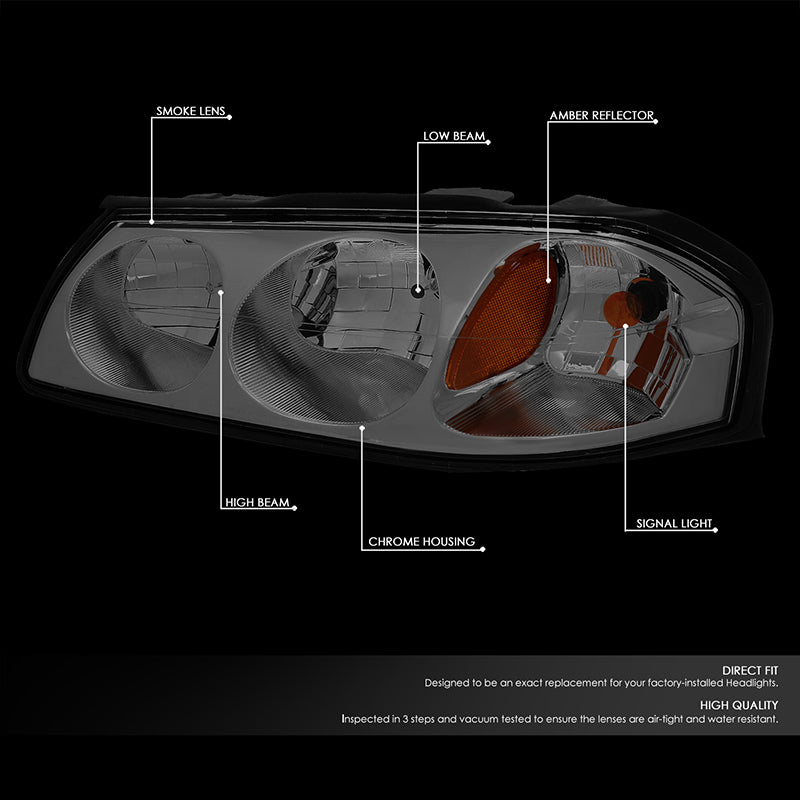 DNA Motoring, 00-05 Chevy Impala Headlights - Smoked Housing Amber Corner