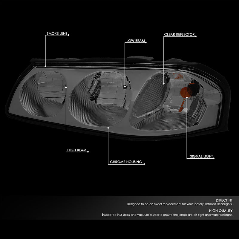 DNA Motoring, 00-05 Chevy Impala Headlights - Smoked Housing Clear Corner