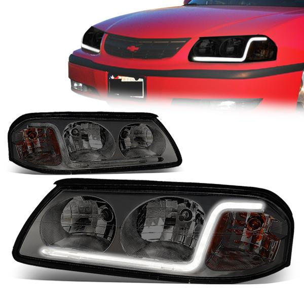 DNA Motoring, 00-05 Chevy Impala LED DRL Headlights - Smoked Housing Amber Corner