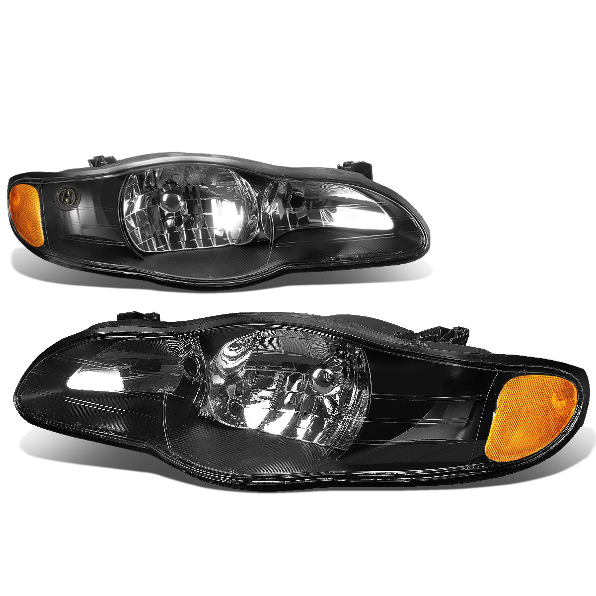 DNA Motoring, 00-05 Chevy Monte Carlo Headlights - Black Housing Amber Corner