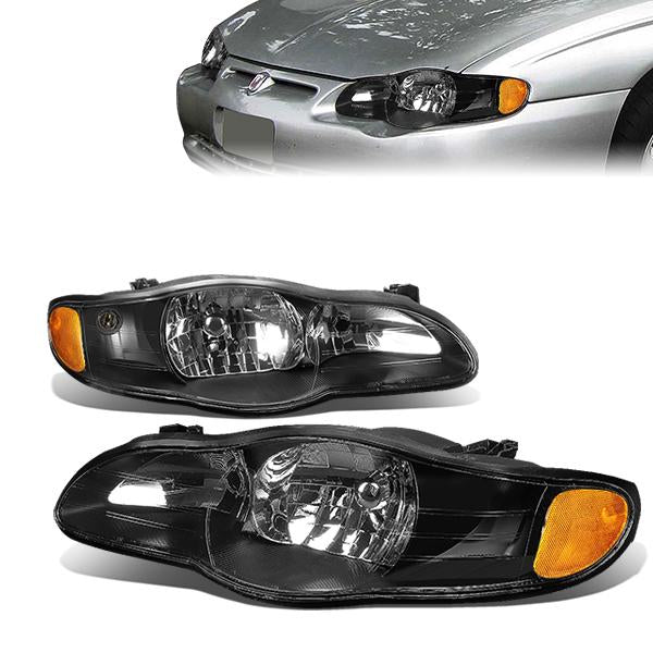 DNA Motoring, 00-05 Chevy Monte Carlo Headlights - Black Housing Amber Corner