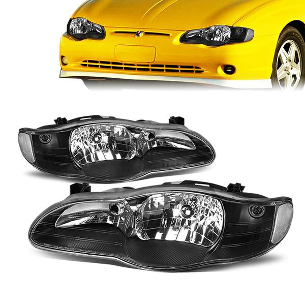 DNA Motoring, 00-05 Chevy Monte Carlo Headlights - Black Housing Clear Corner