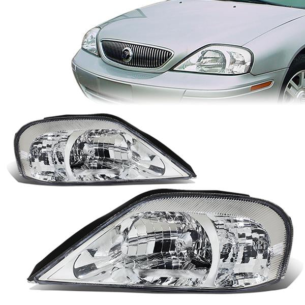 DNA Motoring, 00-05 Mercury Sable Headlights - Chrome Housing Clear Corner