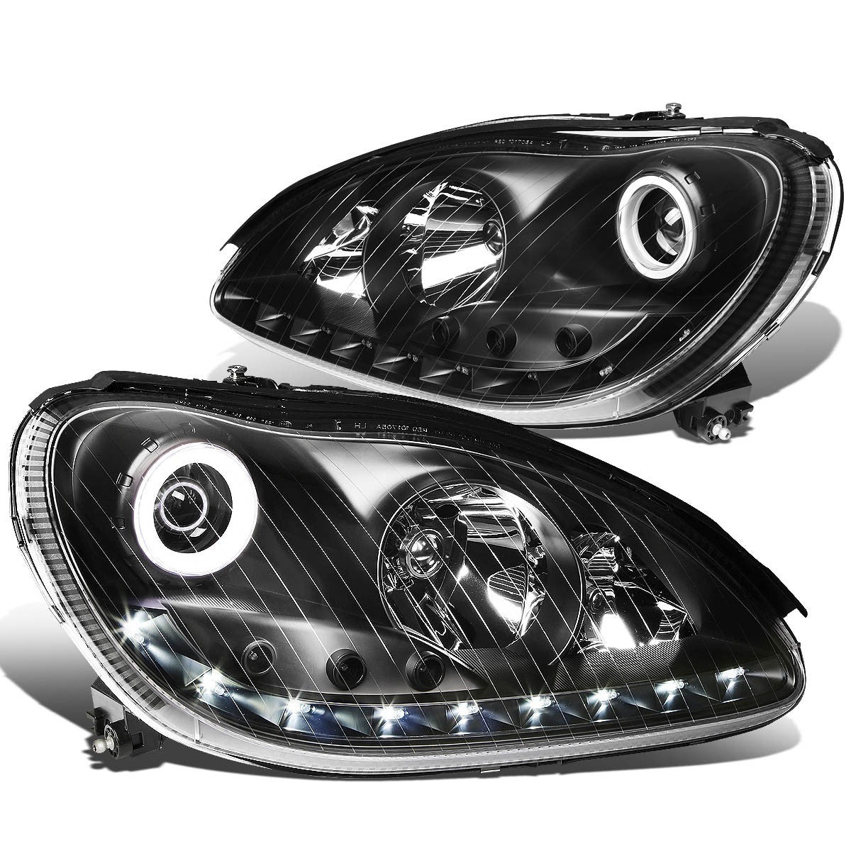 DNA Motoring, 00-06 Mercedes-Benz S350 S430 S500 S55 S65 AMG LED DRL Projector Headlights - Black