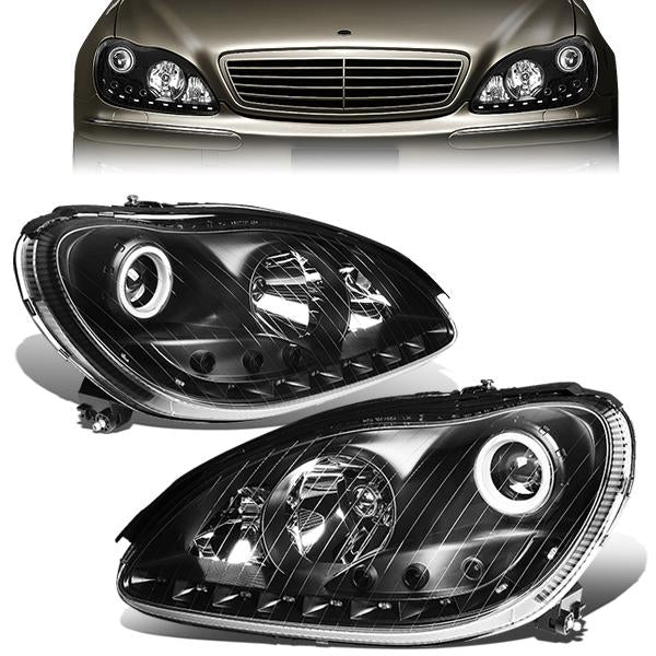 DNA Motoring, 00-06 Mercedes-Benz S350 S430 S500 S55 S65 AMG LED DRL Projector Headlights - Black