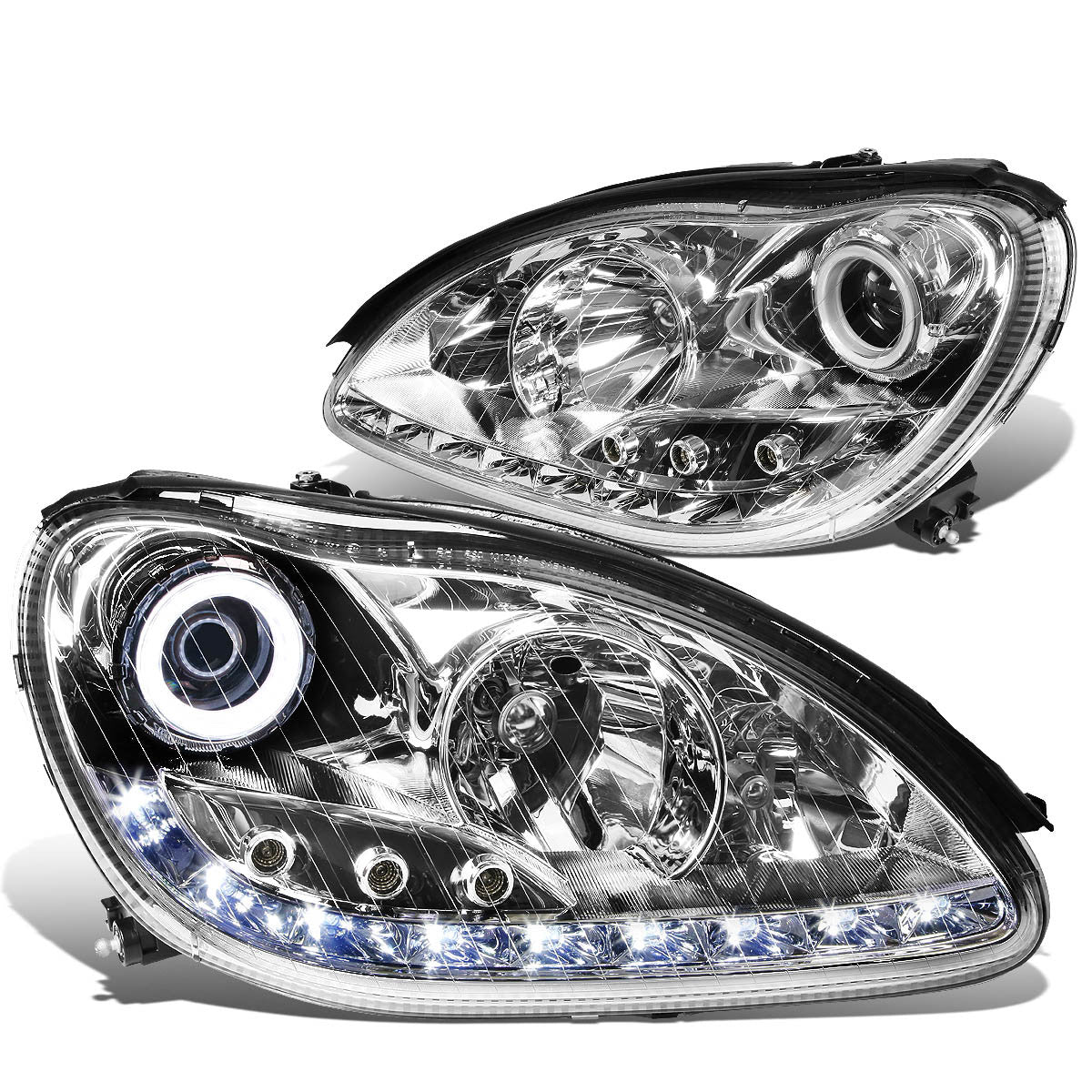 DNA Motoring, 00-06 Mercedes-Benz S350 S430 S500 S55 S65 AMG LED DRL Projector Headlights - Chrome