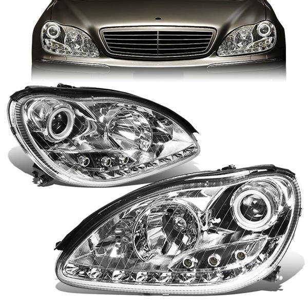 DNA Motoring, 00-06 Mercedes-Benz S350 S430 S500 S55 S65 AMG LED DRL Projector Headlights - Chrome