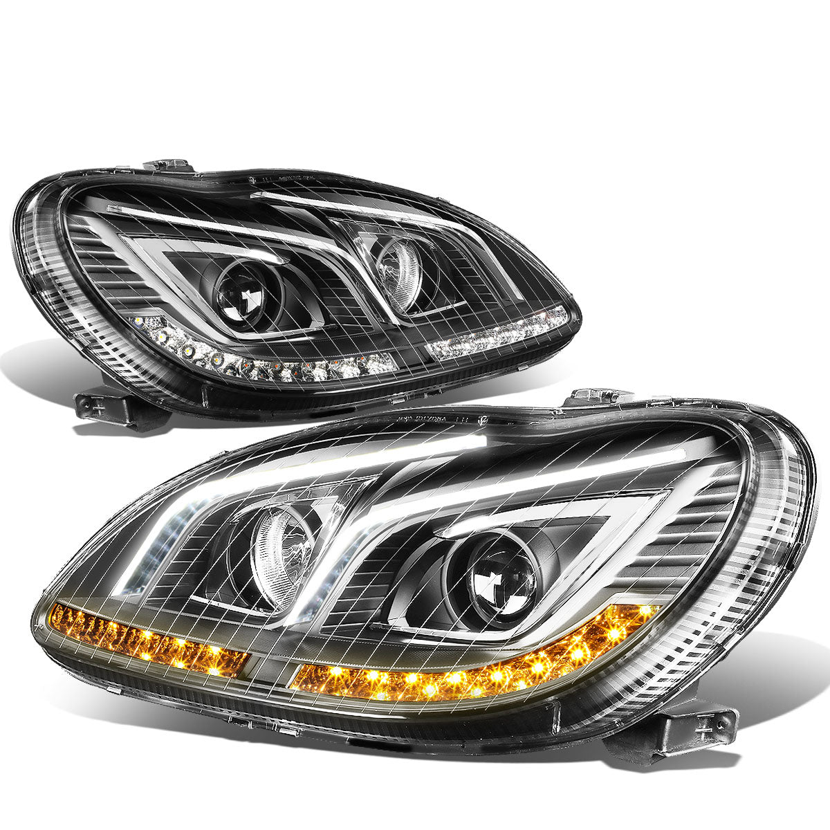 DNA Motoring, 00-06 Mercedes-Benz S350 S430 S550 S55 AMG LED DRL+Turn Signal Projector Headlights