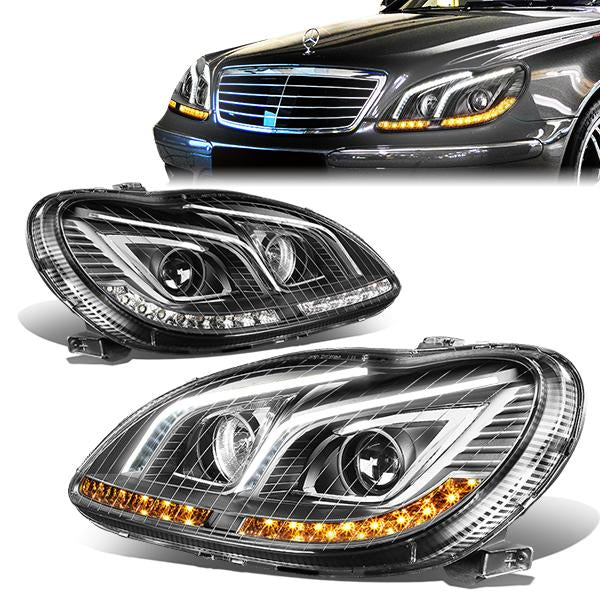 DNA Motoring, 00-06 Mercedes-Benz S350 S430 S550 S55 AMG LED DRL+Turn Signal Projector Headlights