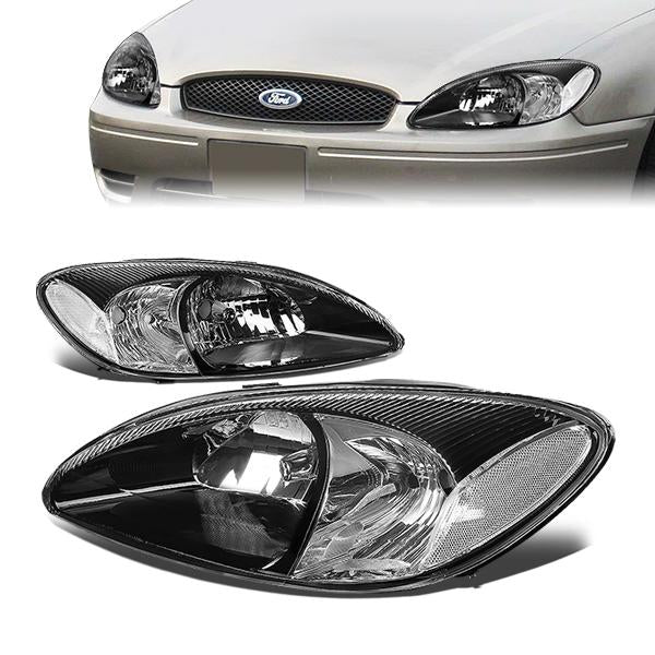 DNA Motoring, 00-07 Ford Taurus Headlights - Black Housing Clear Corner