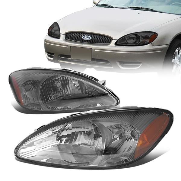 DNA Motoring, 00-07 Ford Taurus Headlights - Smoked Housing Amber Corner