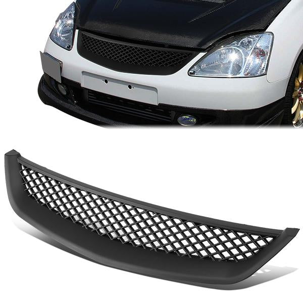 CAAP, 01-03 Honda Civic Front Grille - Badgeless Type-R Style - Black