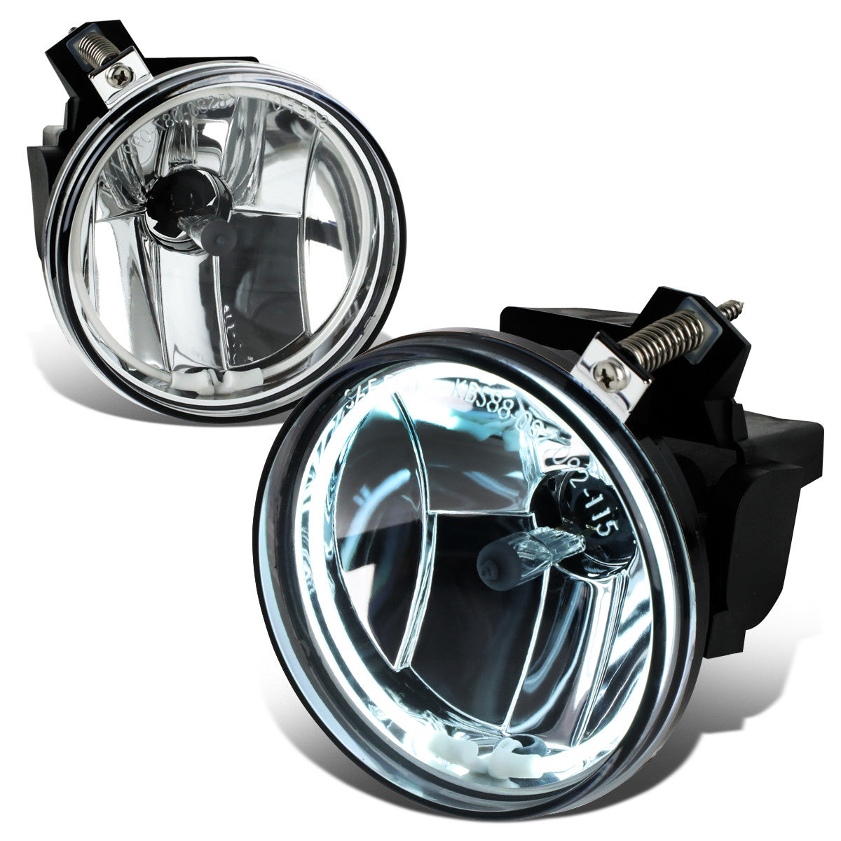 DNA Motoring, 01-04 Dodge Dakota Durango Clear Lens Halo-Ring Fog Lights - w/Light Bulbs