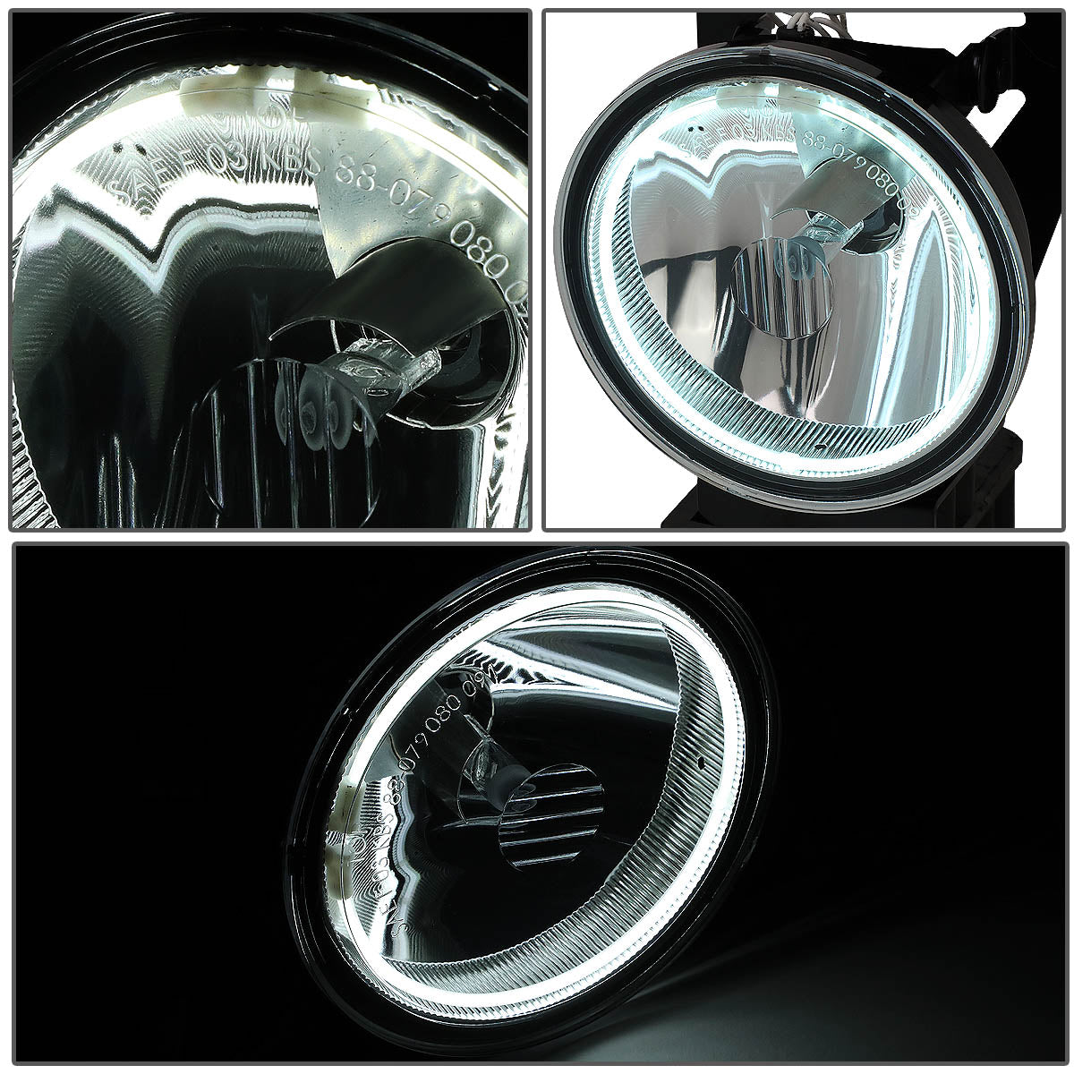 DNA Motoring, 01-06 GMC Yukon XL Sierra 1500 Denali Classic C3 Clear Lens Halo-Ring Fog Lights