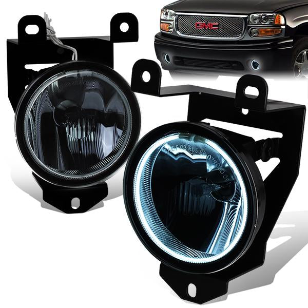 DNA Motoring, 01-06 GMC Yukon XL Sierra 1500 Denali Classic C3 Smoked Lens Halo-Ring Fog Lights