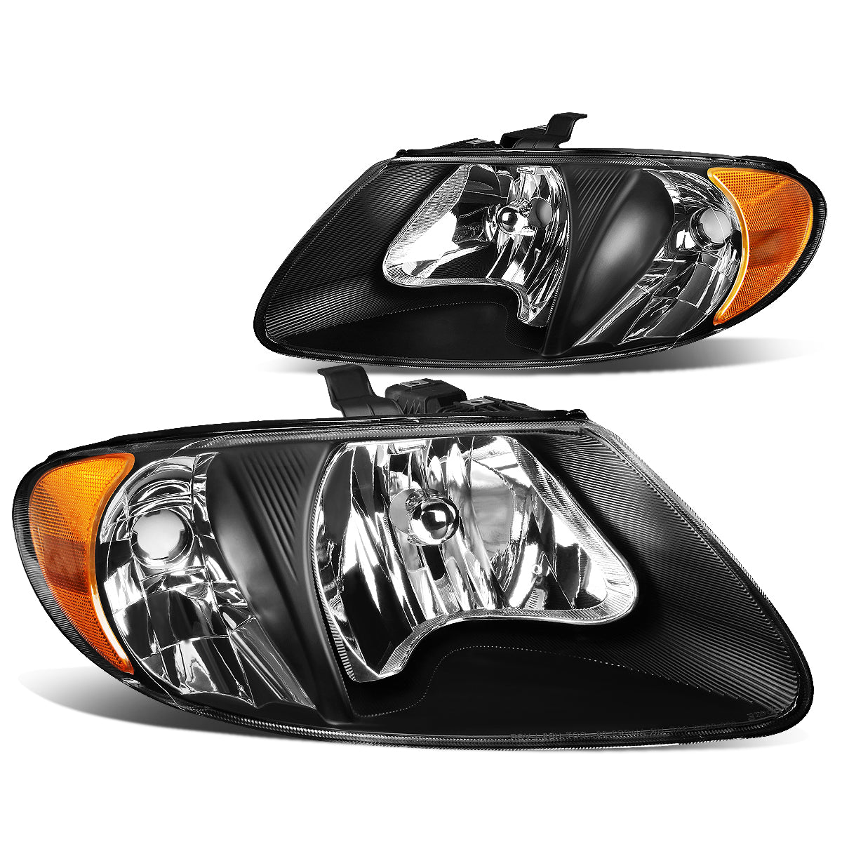 DNA Motoring, 01-07 Dodge Grand Caravan Chrysler Town & Country Voyager Headlights - Black Housig Amber Corner