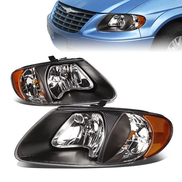 DNA Motoring, 01-07 Dodge Grand Caravan Chrysler Town & Country Voyager Headlights - Black Housig Amber Corner