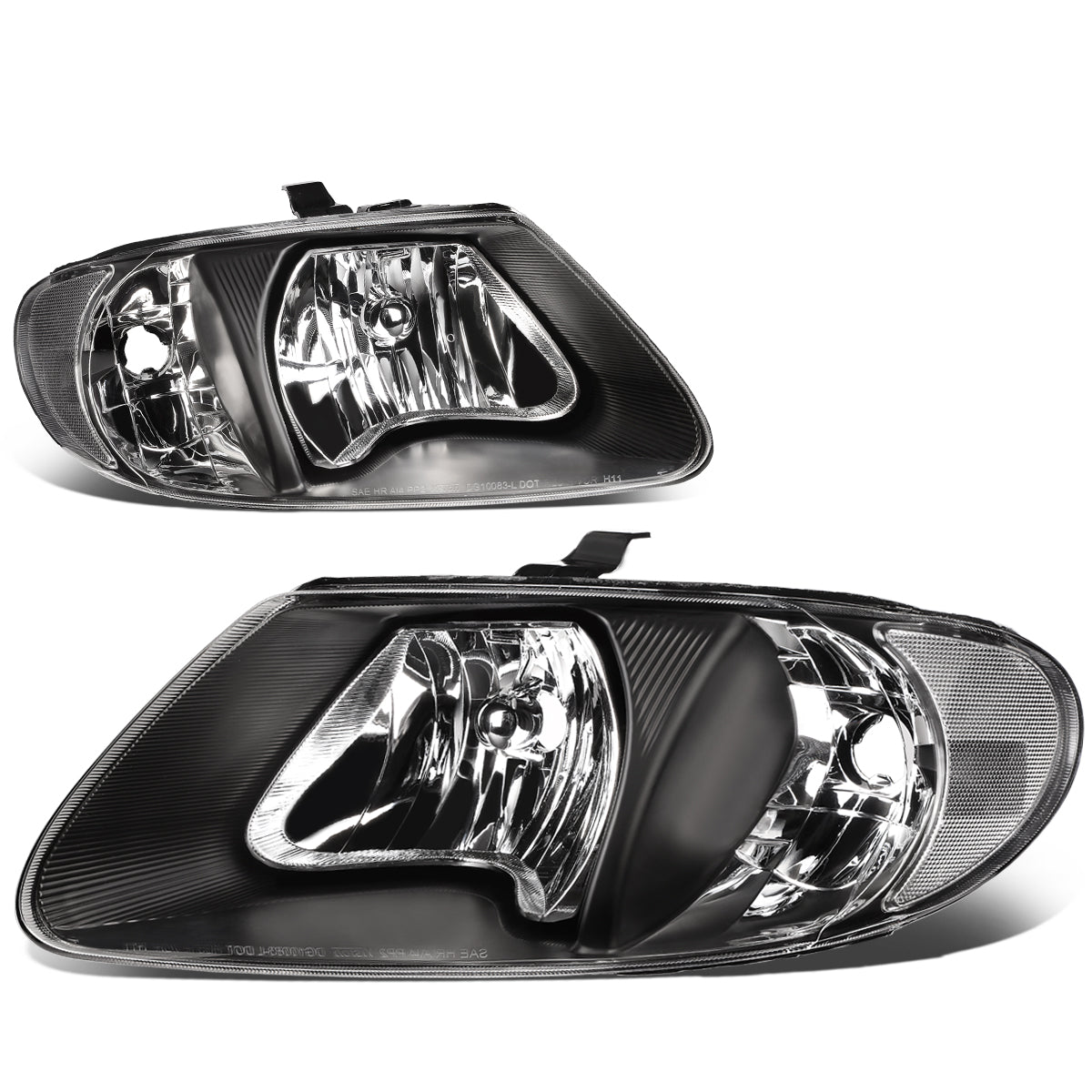 DNA Motoring, 01-07 Dodge Grand Caravan Chrysler Town & Country Voyager Headlights - Black Housig Clear Corner