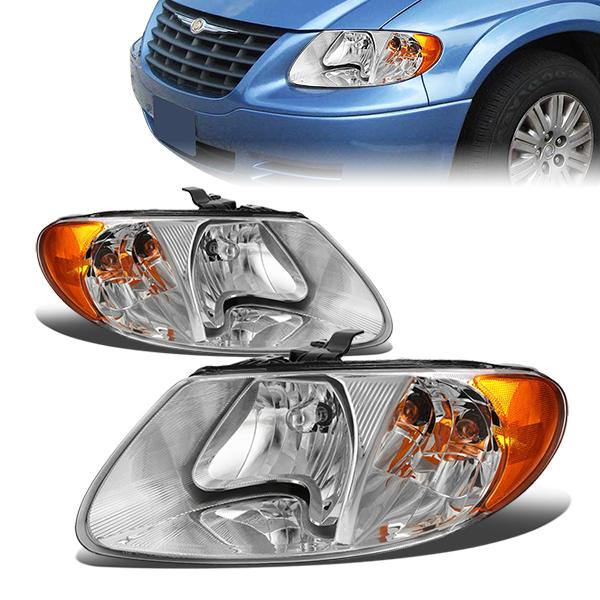 DNA Motoring, 01-07 Dodge Grand Caravan Chrysler Town & Country Voyager Headlights - Chrome Housig Amber Corner