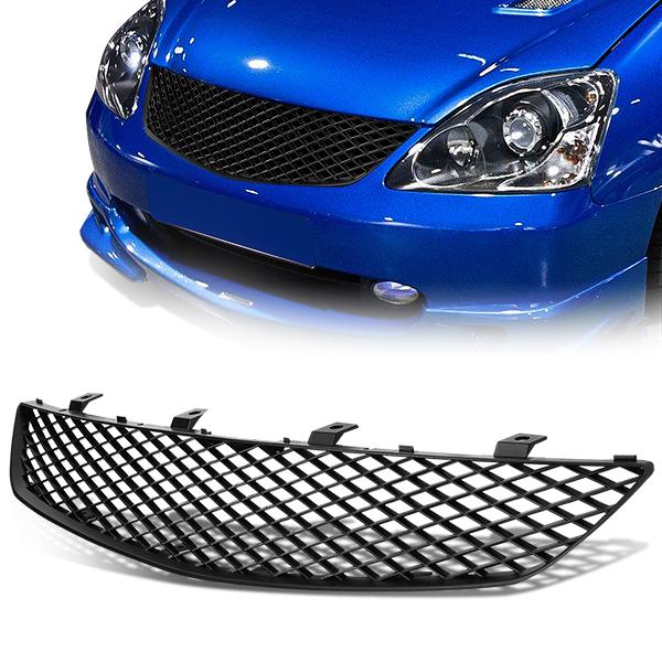 CAAP, 02-05 Honda Civic Hatchback Front Grille - Badgeless Diamond Mesh - Black