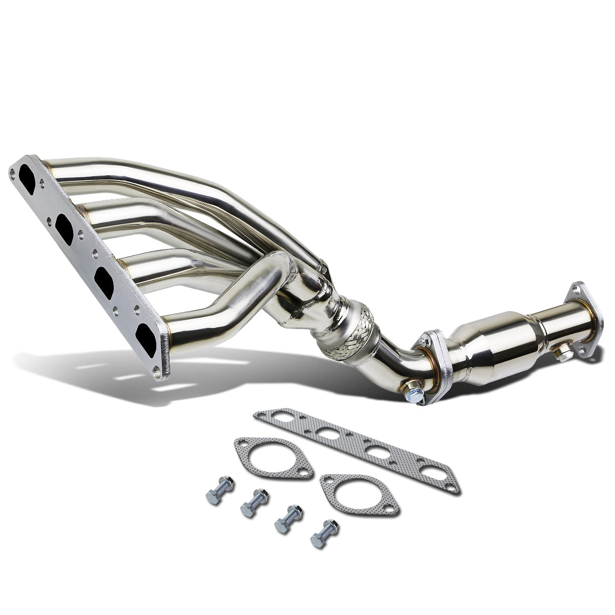 J2 Engineering, 02-06 Mini Cooper 07-08 Convertible Non-Turbo Exhaust Header w/Cat Delete Pipe - Stainless Steel