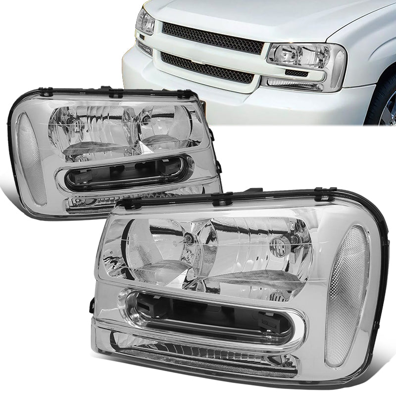 DNA Motoring, 02-09 Chevy Trailblazer EXT Headlights - Chrome Housing Clear Corner