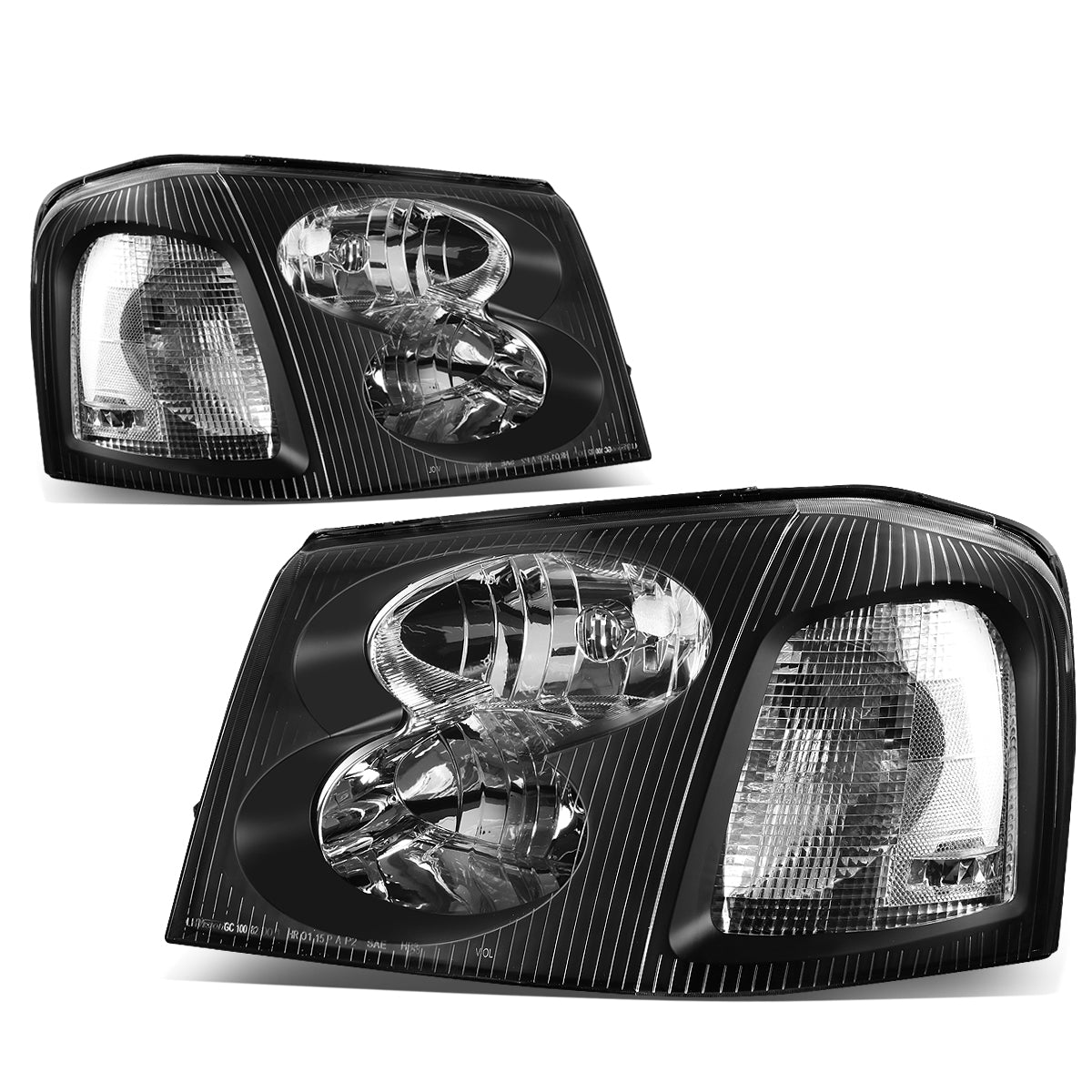 DNA Motoring, 02-09 GMC Envoy Headlights - Black Housing Clear Corner