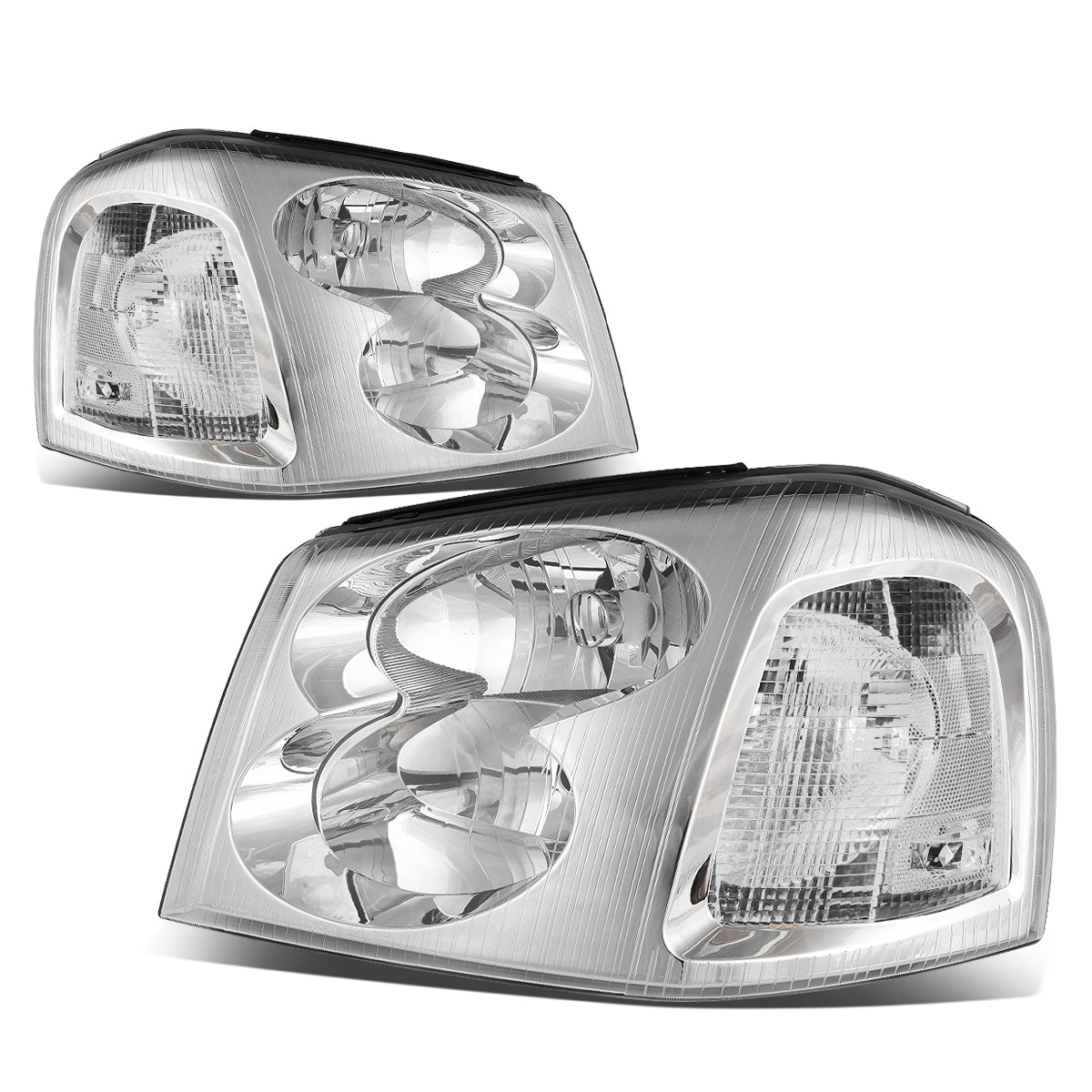 DNA Motoring, 02-09 GMC Envoy Headlights - Chrome Housing Clear Corner