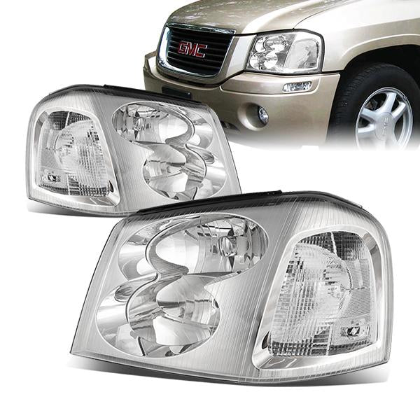 DNA Motoring, 02-09 GMC Envoy Headlights - Chrome Housing Clear Corner