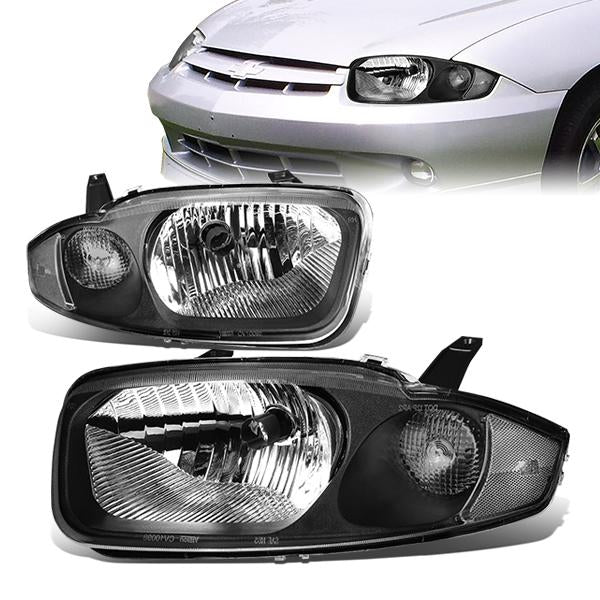 DNA Motoring, 03-05 Chevy Cavalier Headlights - Black Housing Clear Corner