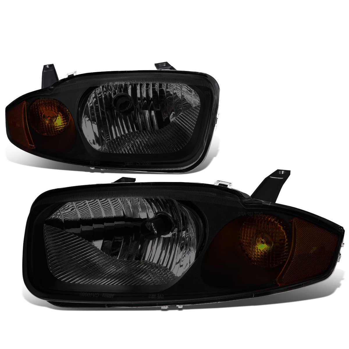 DNA Motoring, 03-05 Chevy Cavalier Headlights - Smoked Housing Amber Corner